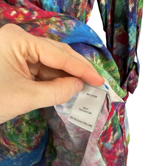 John Mark Abstract Watercolor Button Front Shirt Long Sleeve Boho Artsy Womens S - Picture 4 of 6